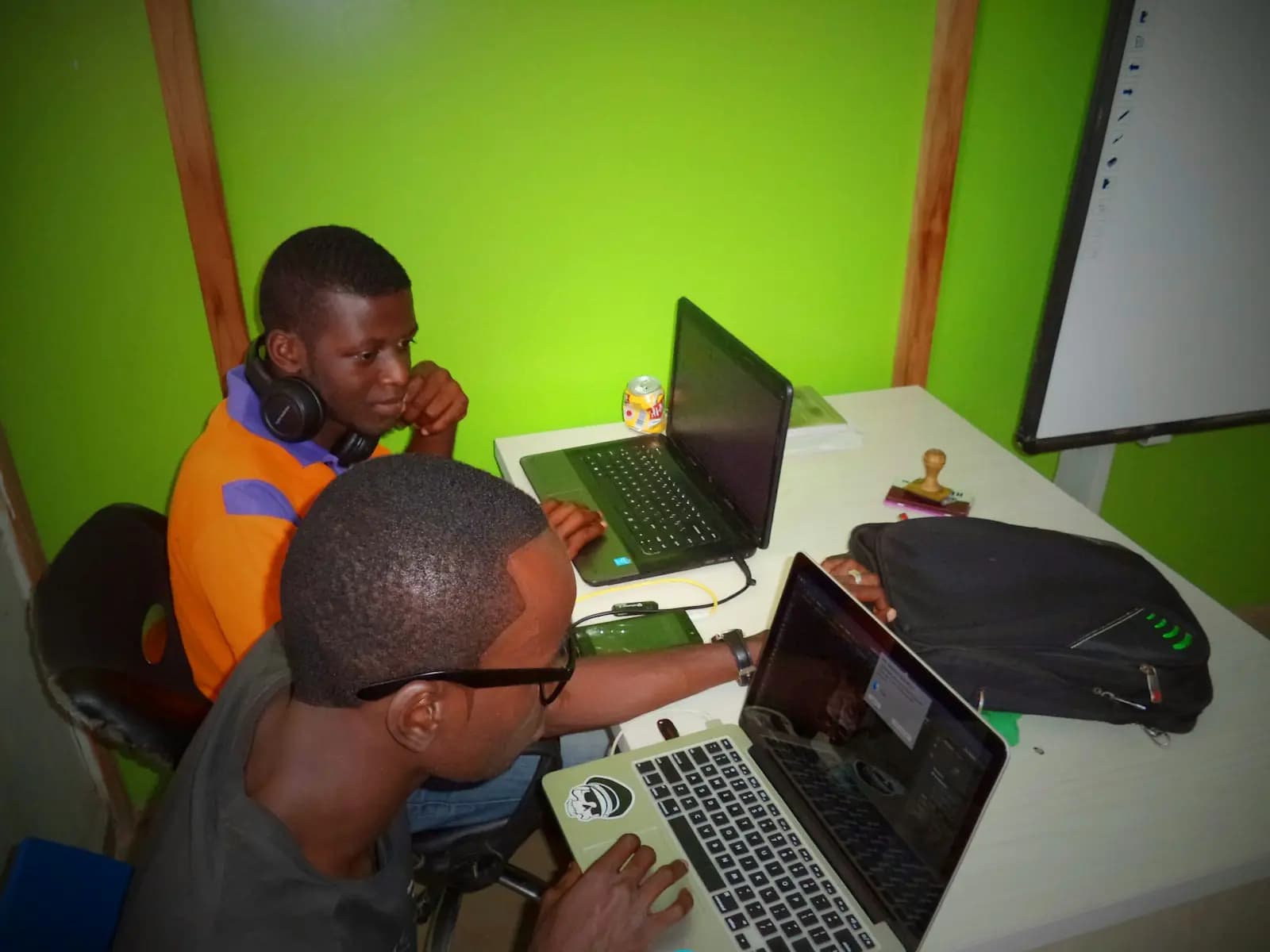 Pupils working on laptops in the ICT room